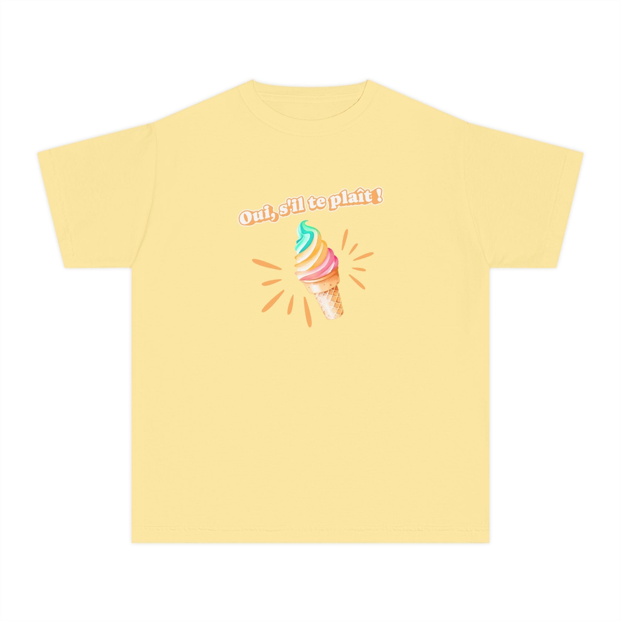 Oui, s'il te plait! yes, please Kids Ice cream Youth T Shirt Cute Rainbow Ice Cream Graphic with French Text Kids clothes La Vie Bien Oui, s'il te plait! yes, please Kids Ice cream Youth T Shirt Cute Rainbow Ice Cream Graphic with French Text