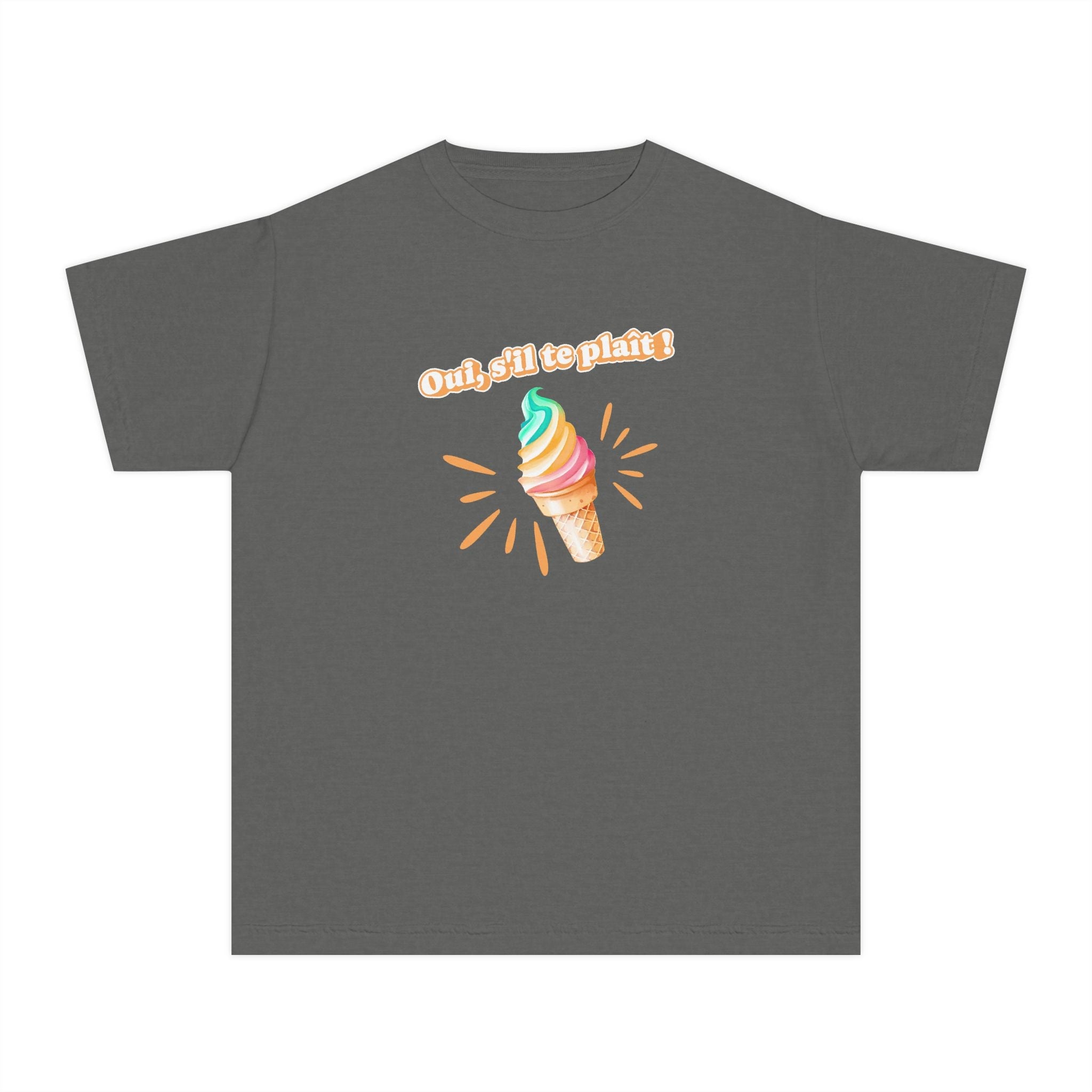 Oui, s'il te plait! yes, please Kids Ice cream Youth T Shirt Cute Rainbow Ice Cream Graphic with French Text Kids clothes La Vie Bien Oui, s'il te plait! yes, please Kids Ice cream Youth T Shirt Cute Rainbow Ice Cream Graphic with French Text
