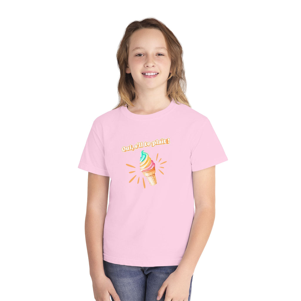 Oui, s'il te plait! yes, please Kids Ice cream Youth T Shirt Cute Rainbow Ice Cream Graphic with French Text Kids clothes La Vie Bien Oui, s'il te plait! yes, please Kids Ice cream Youth T Shirt Cute Rainbow Ice Cream Graphic with French Text