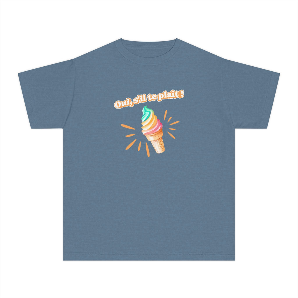Oui, s'il te plait! yes, please Kids Ice cream Youth T Shirt Cute Rainbow Ice Cream Graphic with French Text Kids clothes La Vie Bien Oui, s'il te plait! yes, please Kids Ice cream Youth T Shirt Cute Rainbow Ice Cream Graphic with French Text