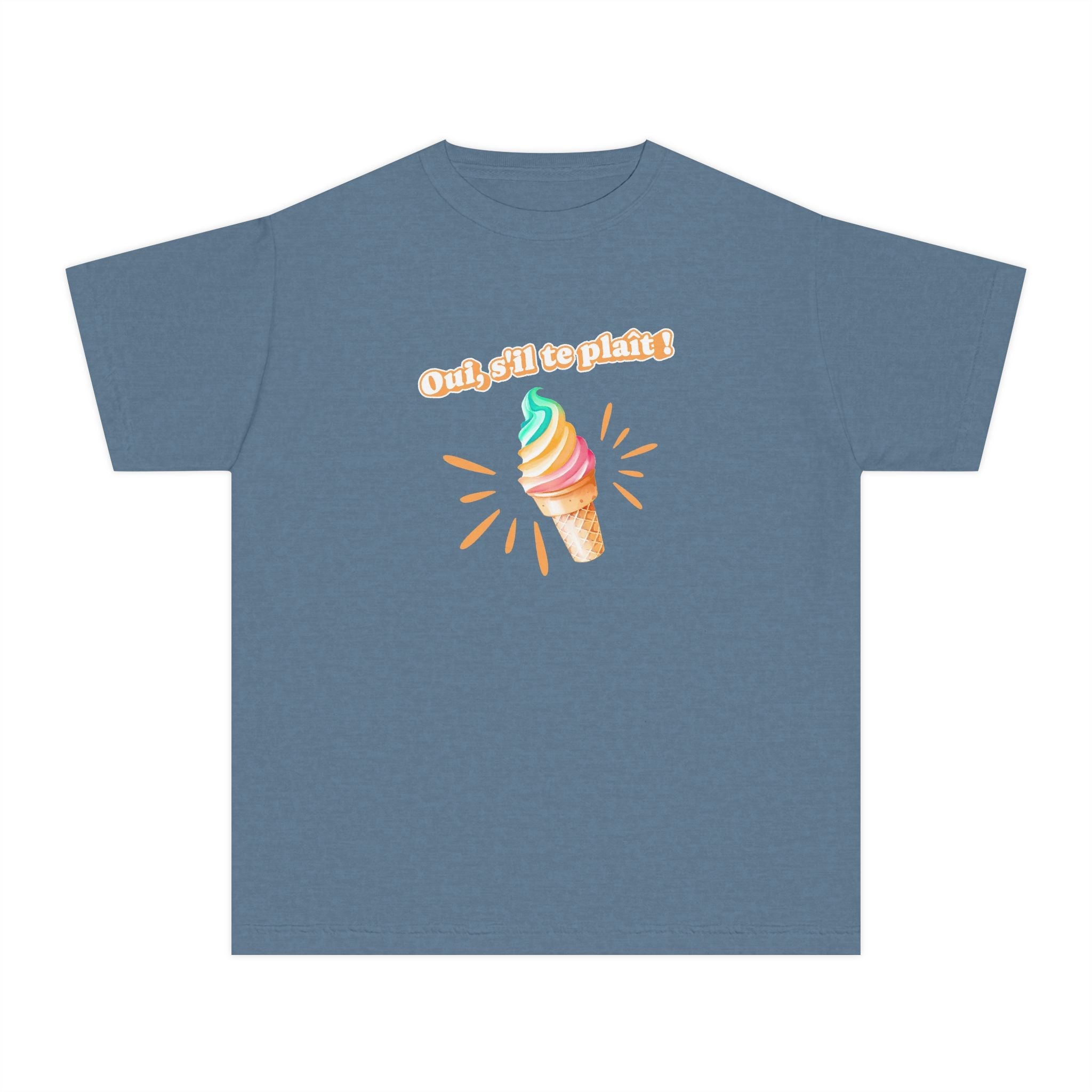 Oui, s'il te plait! yes, please Kids Ice cream Youth T Shirt Cute Rainbow Ice Cream Graphic with French Text Kids clothes La Vie Bien Oui, s'il te plait! yes, please Kids Ice cream Youth T Shirt Cute Rainbow Ice Cream Graphic with French Text