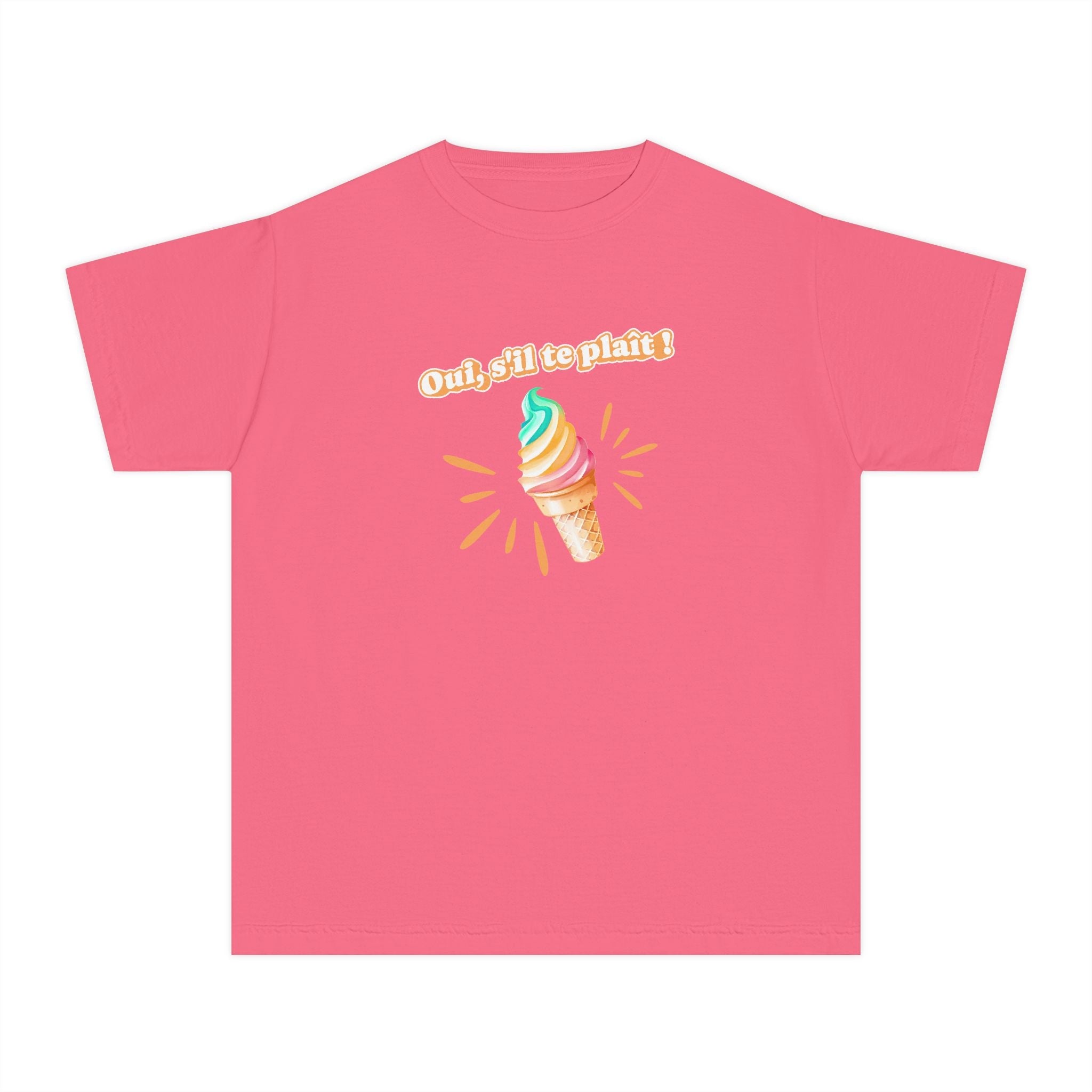 Oui, s'il te plait! yes, please Kids Ice cream Youth T Shirt Cute Rainbow Ice Cream Graphic with French Text Kids clothes La Vie Bien Oui, s'il te plait! yes, please Kids Ice cream Youth T Shirt Cute Rainbow Ice Cream Graphic with French Text