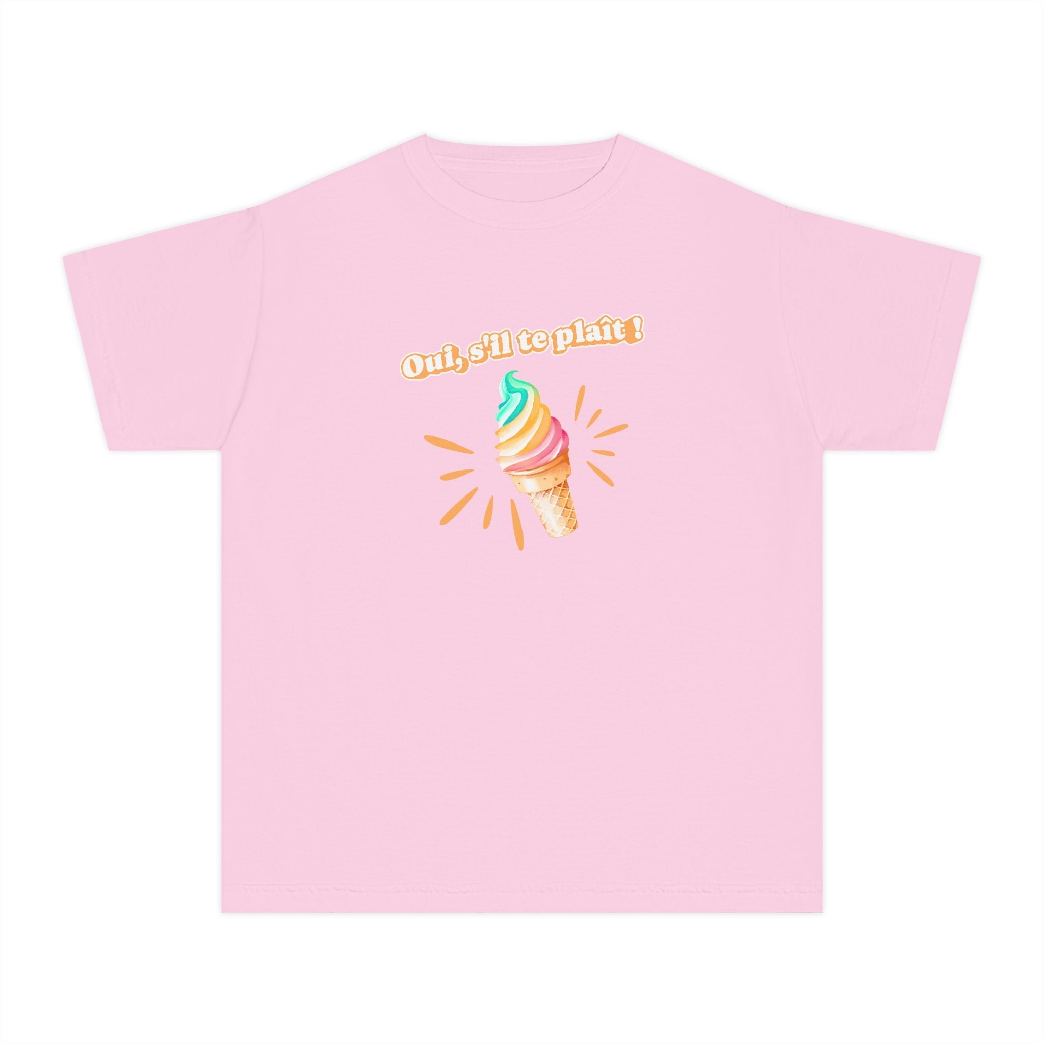 Oui, s'il te plait! yes, please Kids Ice cream Youth T Shirt Cute Rainbow Ice Cream Graphic with French Text Kids clothes La Vie Bien Oui, s'il te plait! yes, please Kids Ice cream Youth T Shirt Cute Rainbow Ice Cream Graphic with French Text