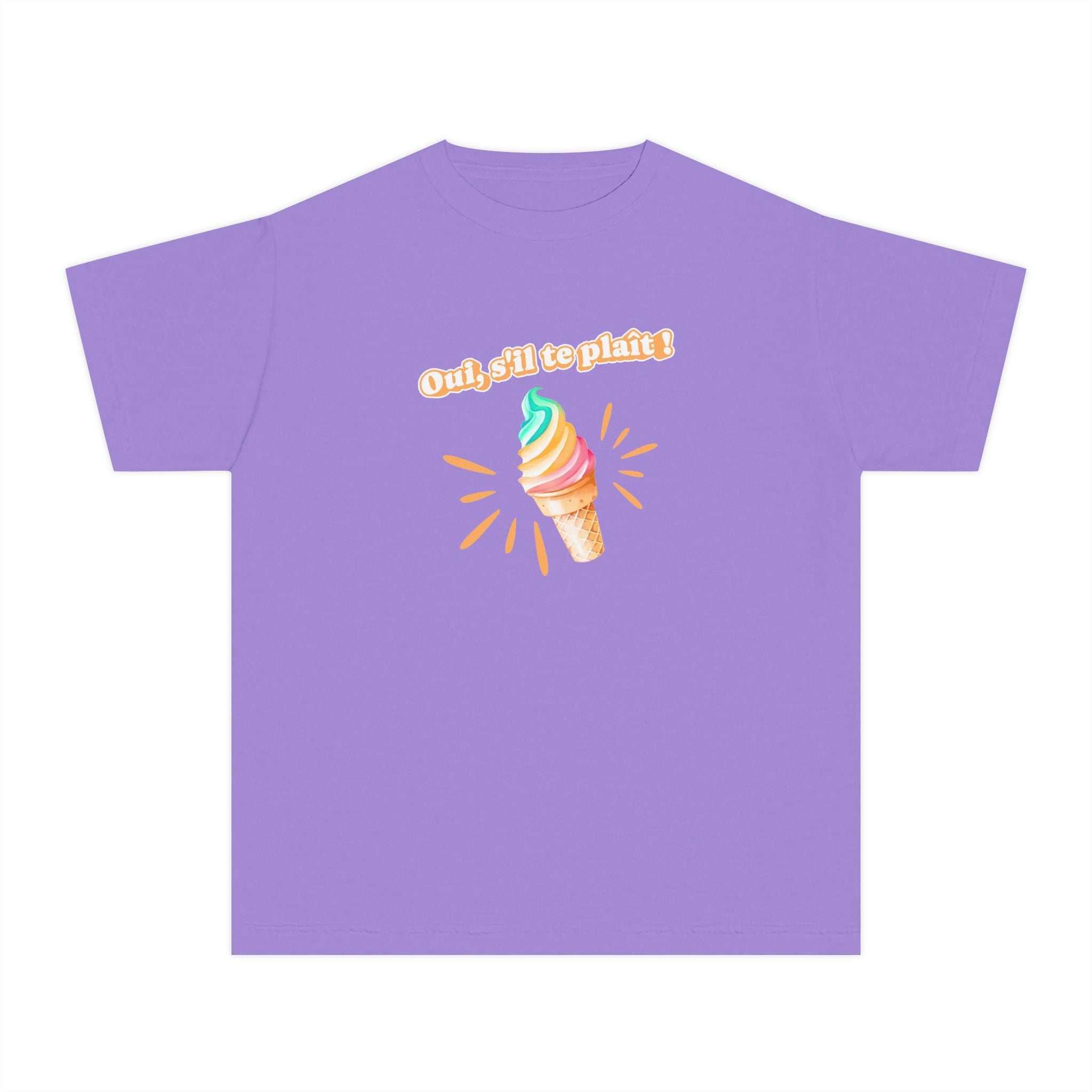 Oui, s'il te plait! yes, please Kids Ice cream Youth T Shirt Cute Rainbow Ice Cream Graphic with French Text Kids clothes La Vie Bien Oui, s'il te plait! yes, please Kids Ice cream Youth T Shirt Cute Rainbow Ice Cream Graphic with French Text