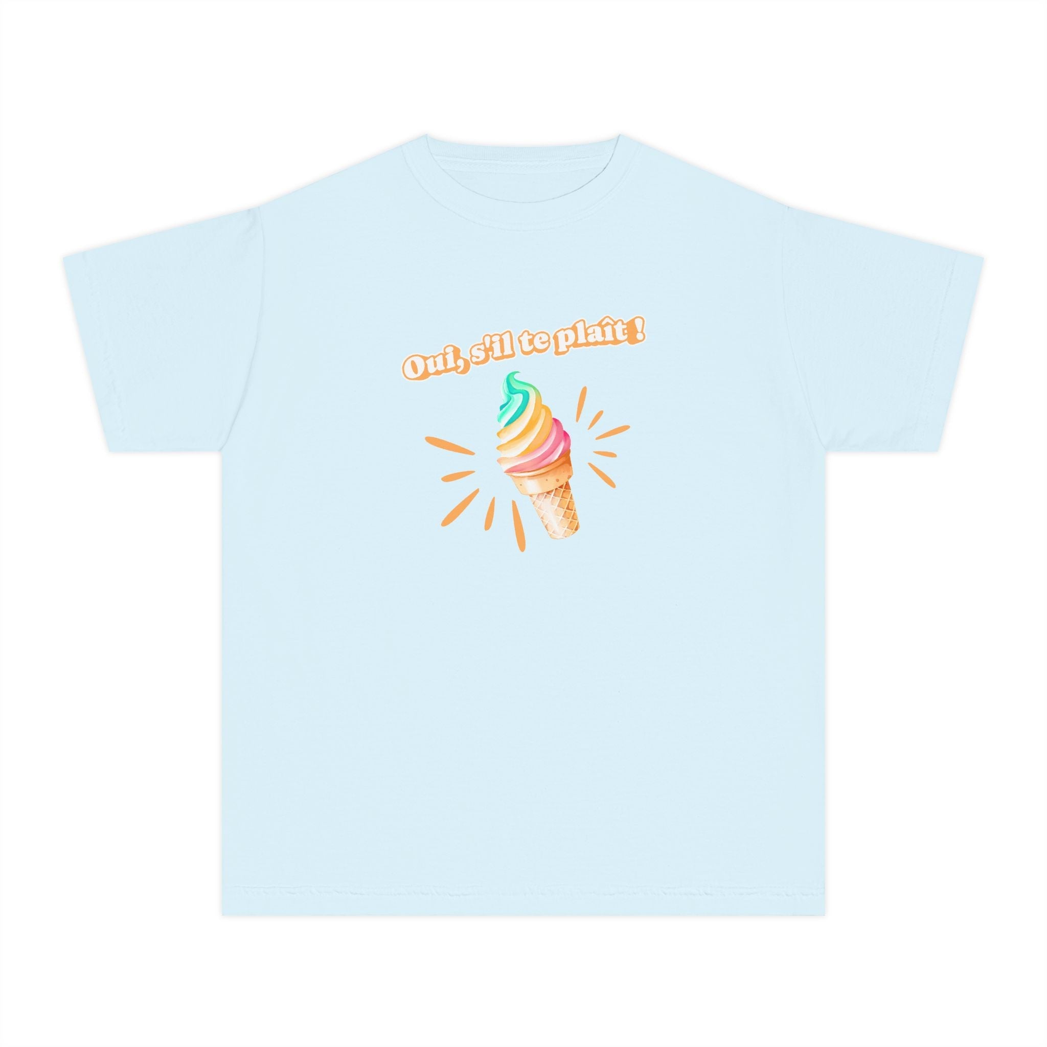 Oui, s'il te plait! yes, please Kids Ice cream Youth T Shirt Cute Rainbow Ice Cream Graphic with French Text Kids clothes La Vie Bien Oui, s'il te plait! yes, please Kids Ice cream Youth T Shirt Cute Rainbow Ice Cream Graphic with French Text