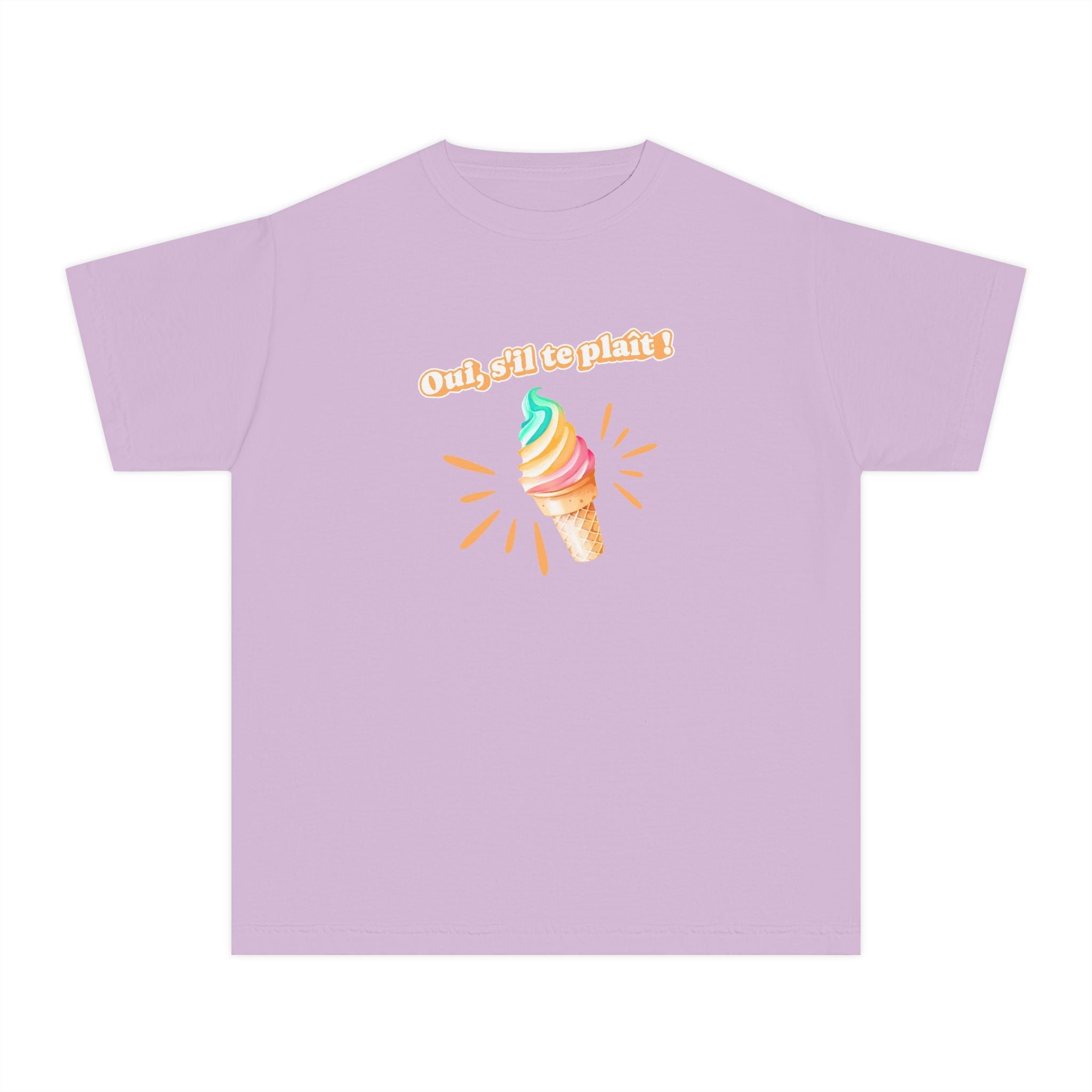 Oui, s'il te plait! yes, please Kids Ice cream Youth T Shirt Cute Rainbow Ice Cream Graphic with French Text Kids clothes La Vie Bien Oui, s'il te plait! yes, please Kids Ice cream Youth T Shirt Cute Rainbow Ice Cream Graphic with French Text