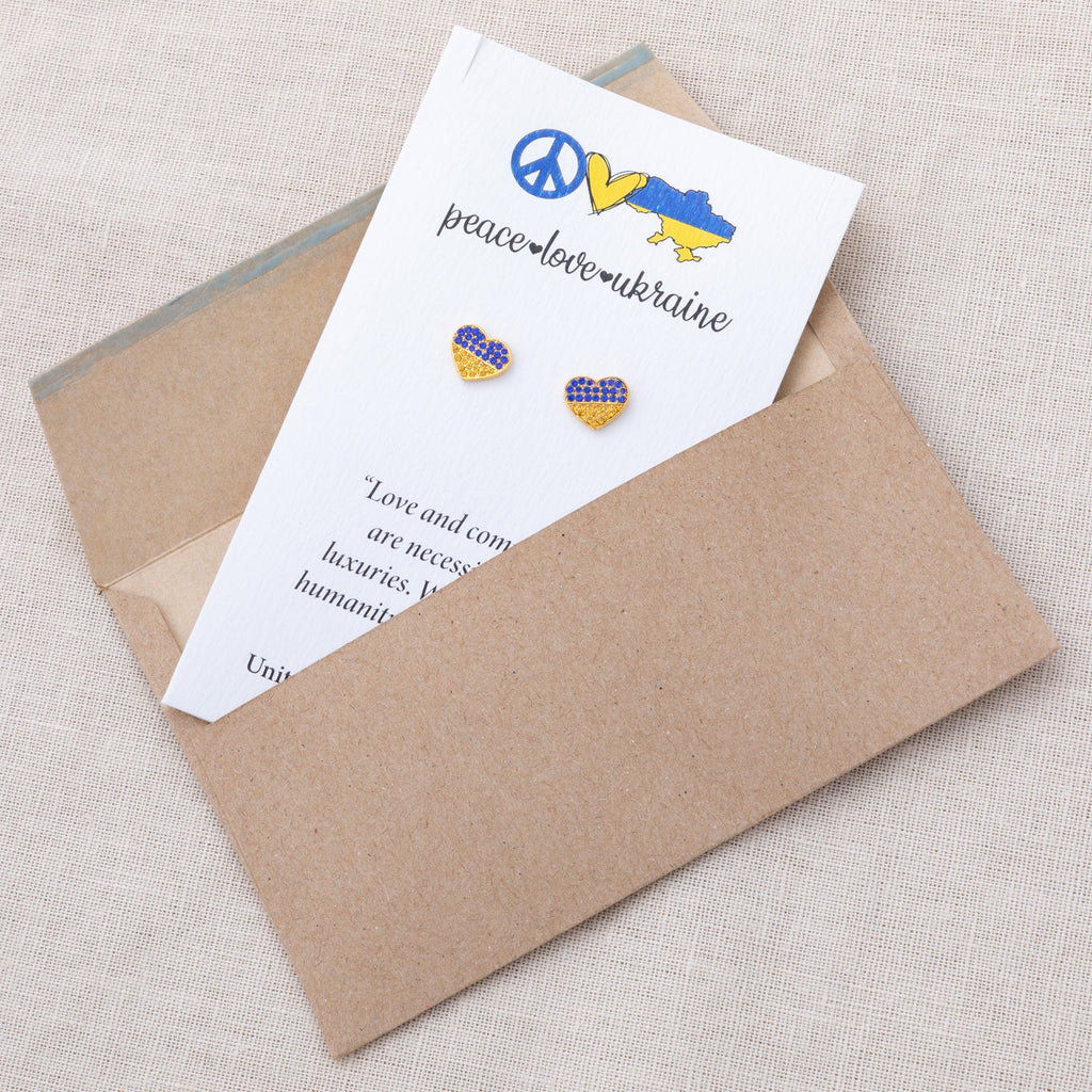 Our Hearts Are With Ukraine Gold Plated Earrings Earrings - Fine La Vie Bien Our Hearts Are With Ukraine Gold Plated Earrings