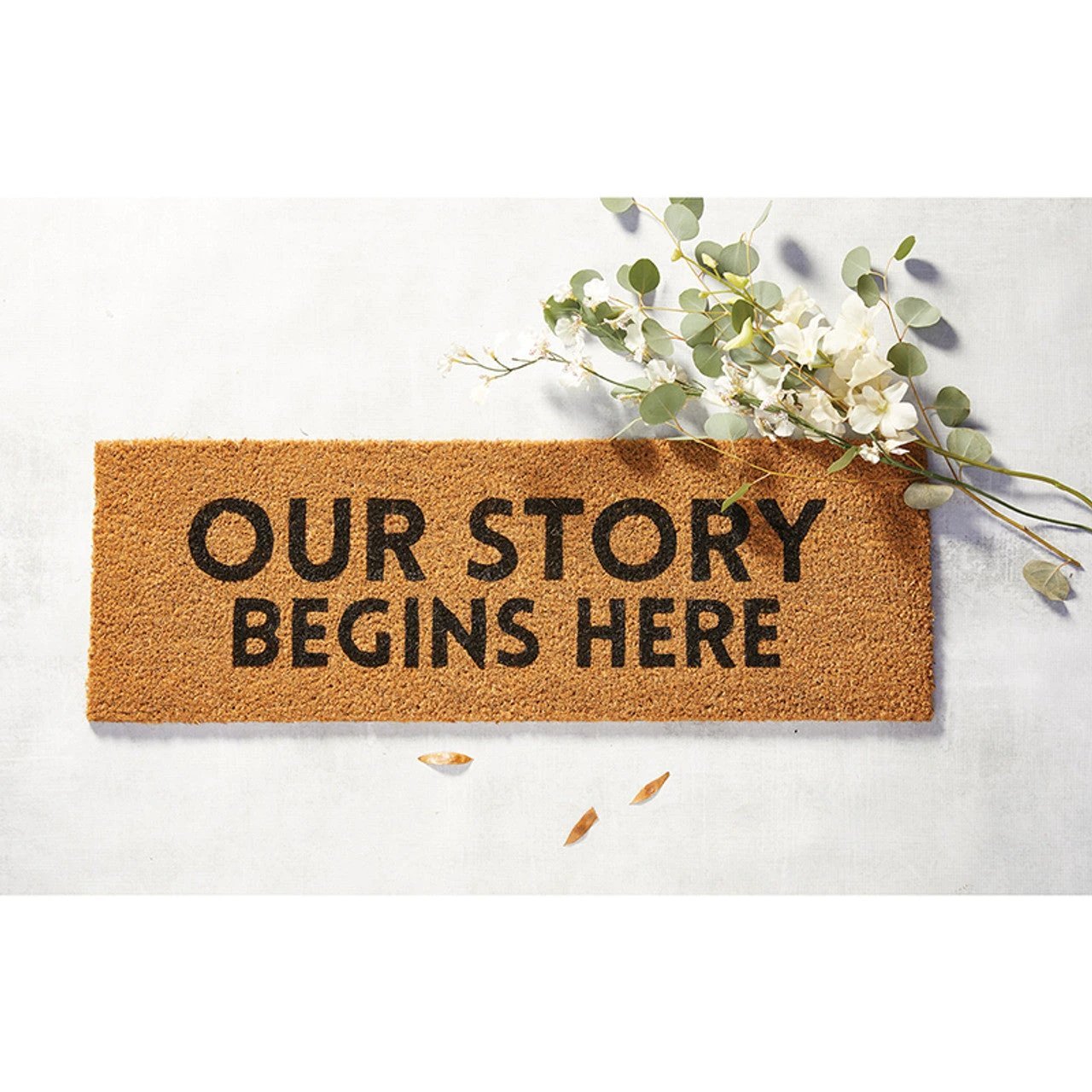 Our Story Begins Here Coir Door Mat | Welcome Outdoor Indoor Rug | 30" x 10" by The Bullish Store