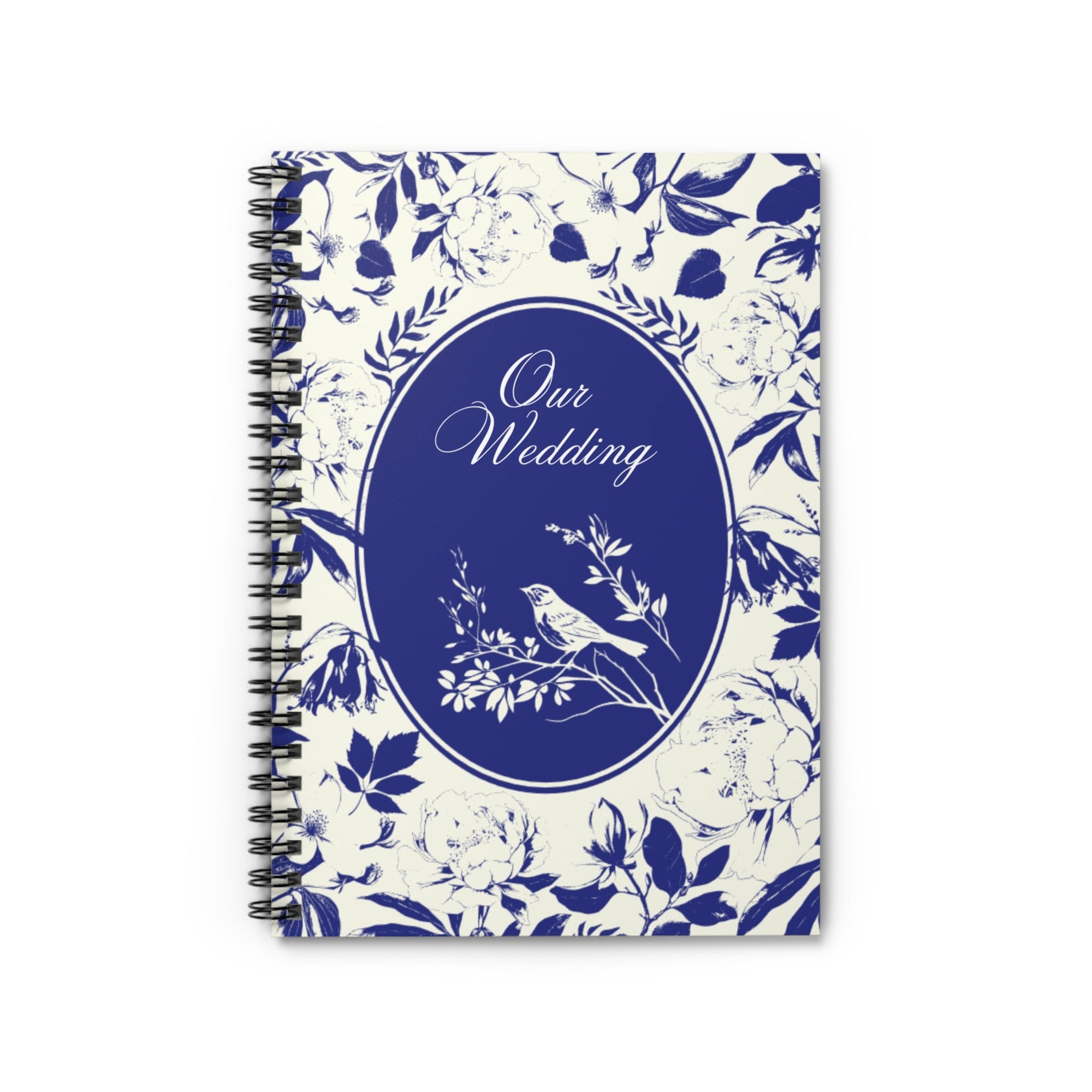 Our Wedding spiral notebook, Journal with Bird, Elegant Floral Notebook, Ruled Line Notebook, Wedding Planner Notebook, Bridal Shower Gift