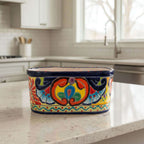 Oval Blue Rim Talavera Planter | Handcrafted Mexican Pot Talavera Flower Pot La Vie Bien Oval Blue Rim Talavera Planter | Handcrafted Mexican Pot