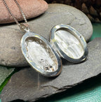 Oval Claddagh Locket Necklace in Sterling Silver Locket La Vie Bien Oval Claddagh Locket Necklace in Sterling Silver
