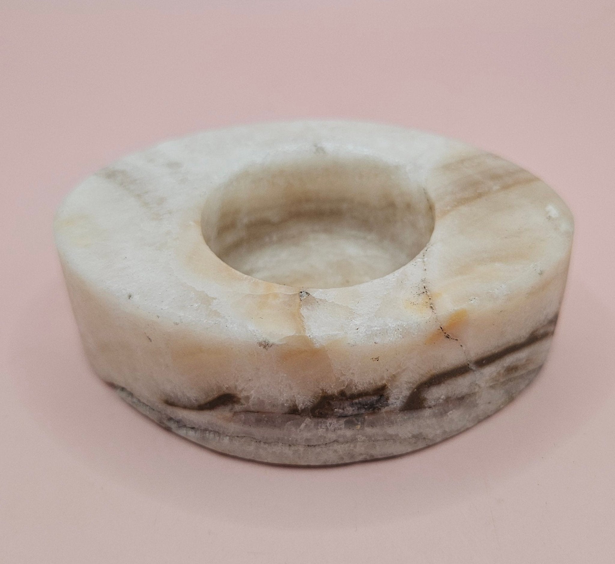 Oval Onyx Candle Holder – 3.7x2.6x1.2" Candle Holder La Vie Bien Oval Onyx Candle Holder – 3.7x2.6x1.2"