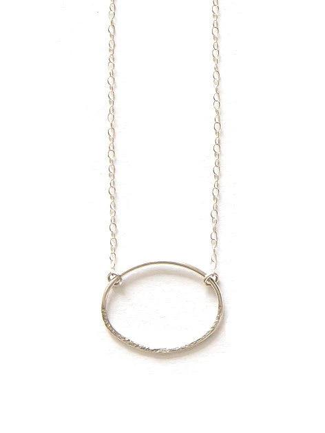 Oval Simplicity Textured Sterling Necklace