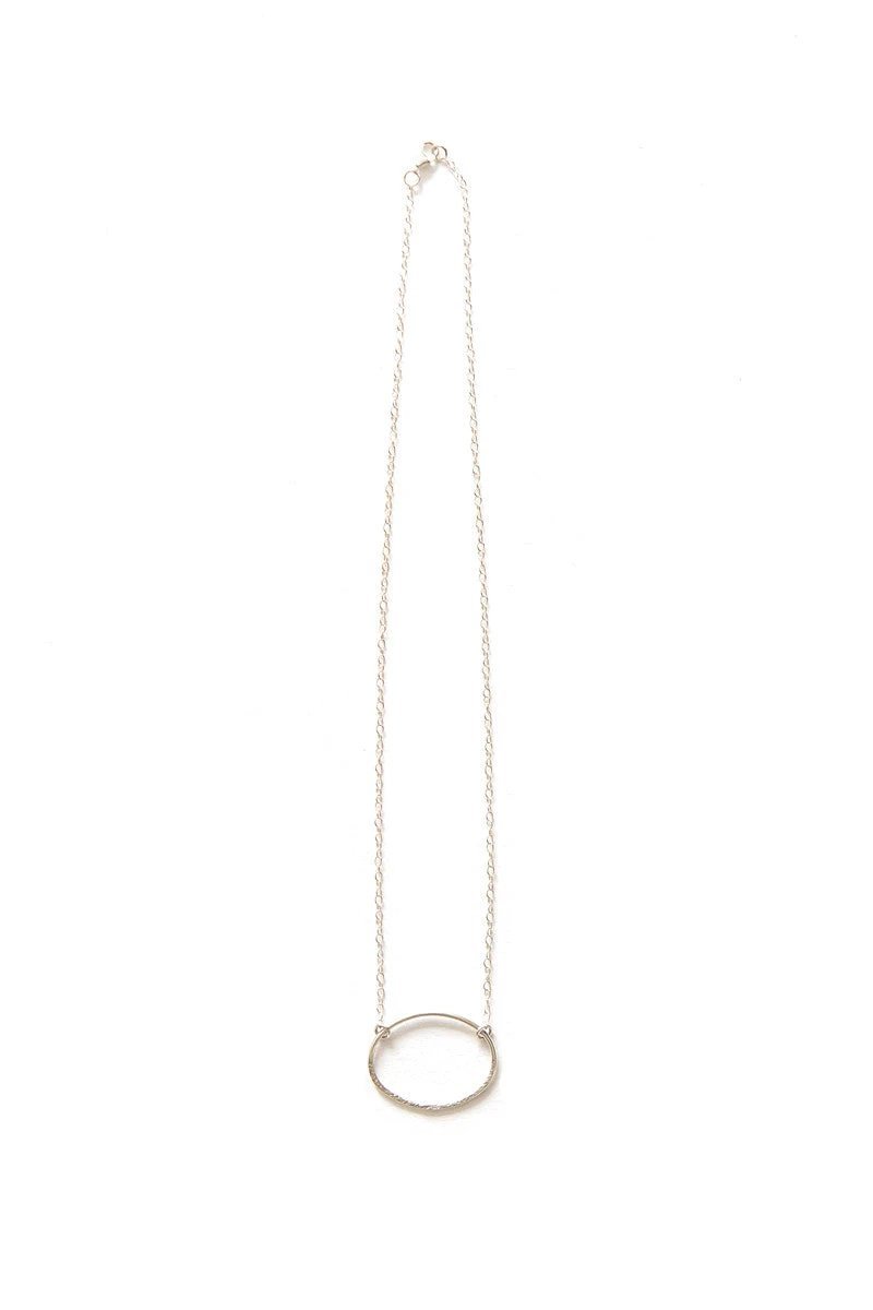 Oval Simplicity Textured Sterling Necklace