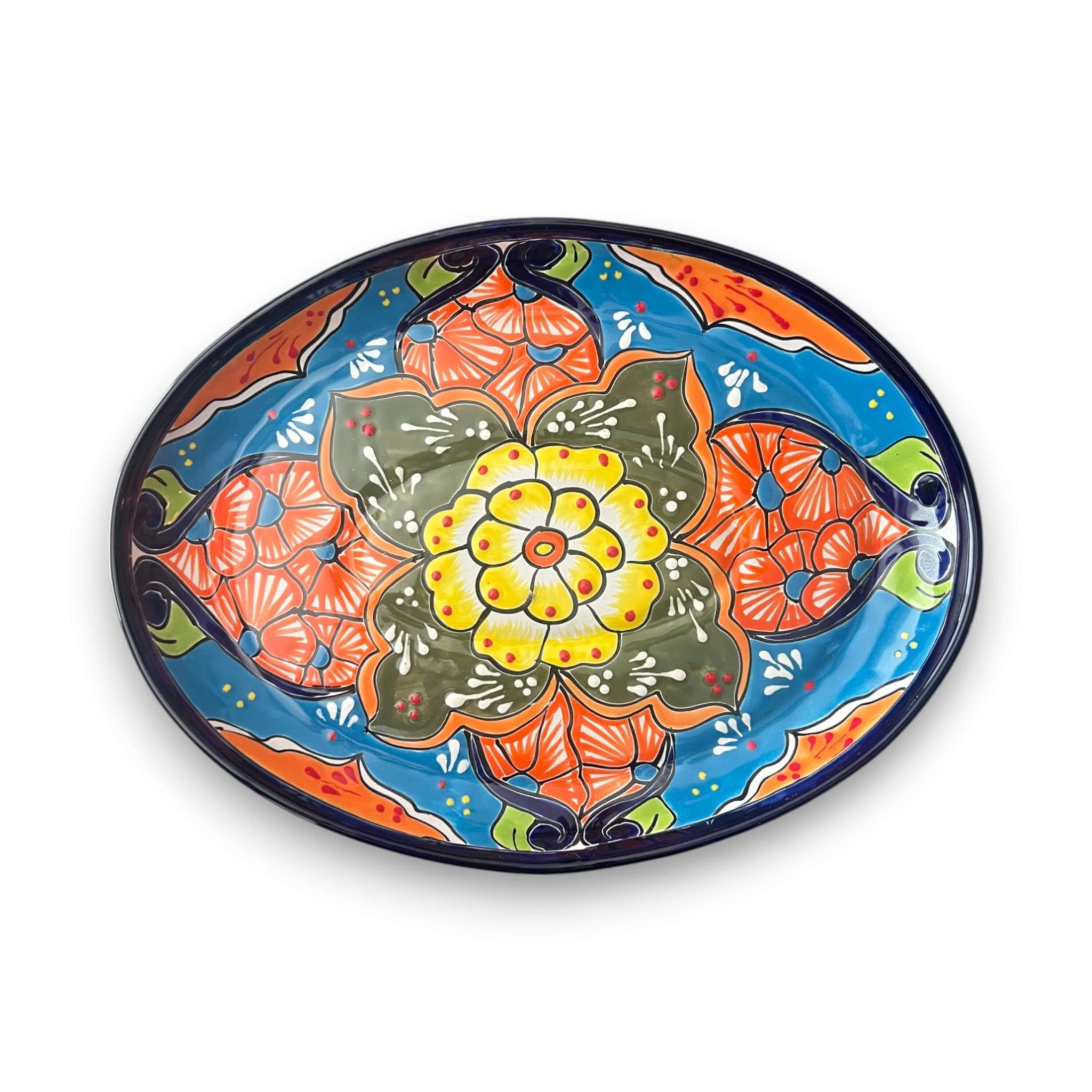 Oval Talavera Serving Platter | Colorful Hand-Painted Mexican Tray Talavera Oval Platter La Vie Bien Oval Talavera Serving Platter | Colorful Hand-Painted Mexican Tray