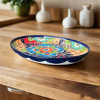Oval Talavera Serving Platter | Colorful Hand - Painted Mexican Tray Talavera Oval Platter La Vie Bien Oval Talavera Serving Platter | Colorful Hand - Painted Mexican Tray