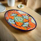 Oval Talavera Serving Platter | Colorful Hand - Painted Mexican Tray Talavera Oval Platter La Vie Bien Oval Talavera Serving Platter | Colorful Hand - Painted Mexican Tray
