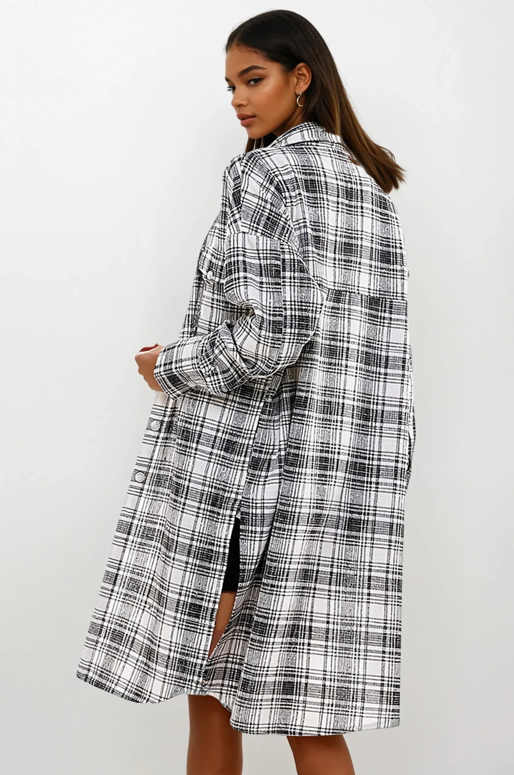 Oversized Long Plaid Shacket Jacket La Vie Bien Oversized Long Plaid Shacket