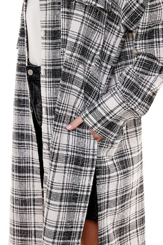 Oversized Long Plaid Shacket Jacket La Vie Bien Oversized Long Plaid Shacket