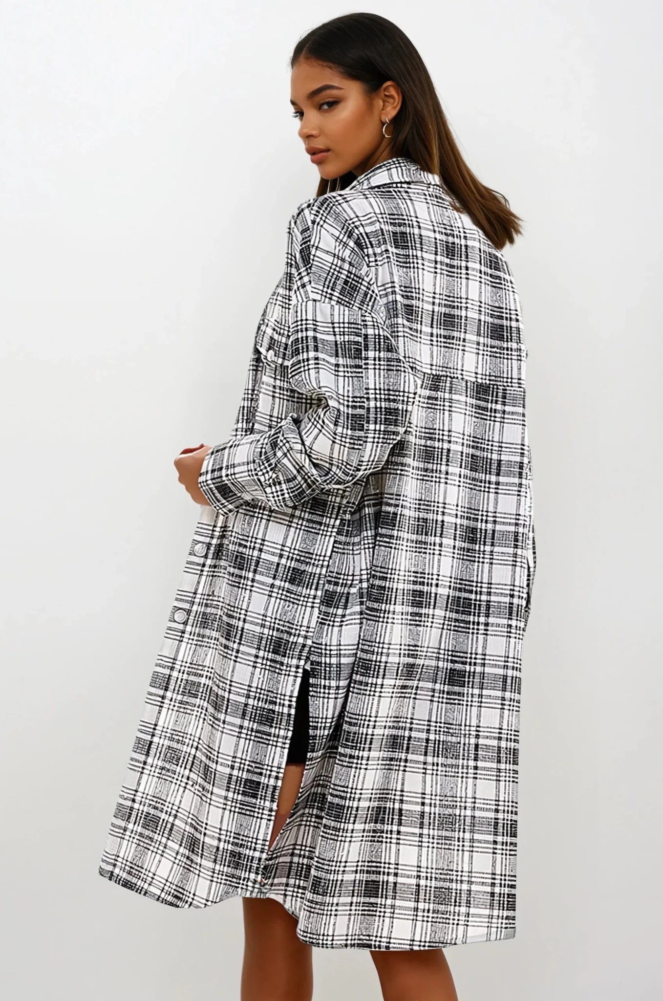 Oversized Long Plaid Shacket Jacket La Vie Bien Oversized Long Plaid Shacket