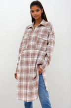 Oversized Long Plaid Shacket Jacket La Vie Bien Oversized Long Plaid Shacket