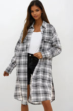 Oversized Long Plaid Shacket Jacket La Vie Bien Oversized Long Plaid Shacket