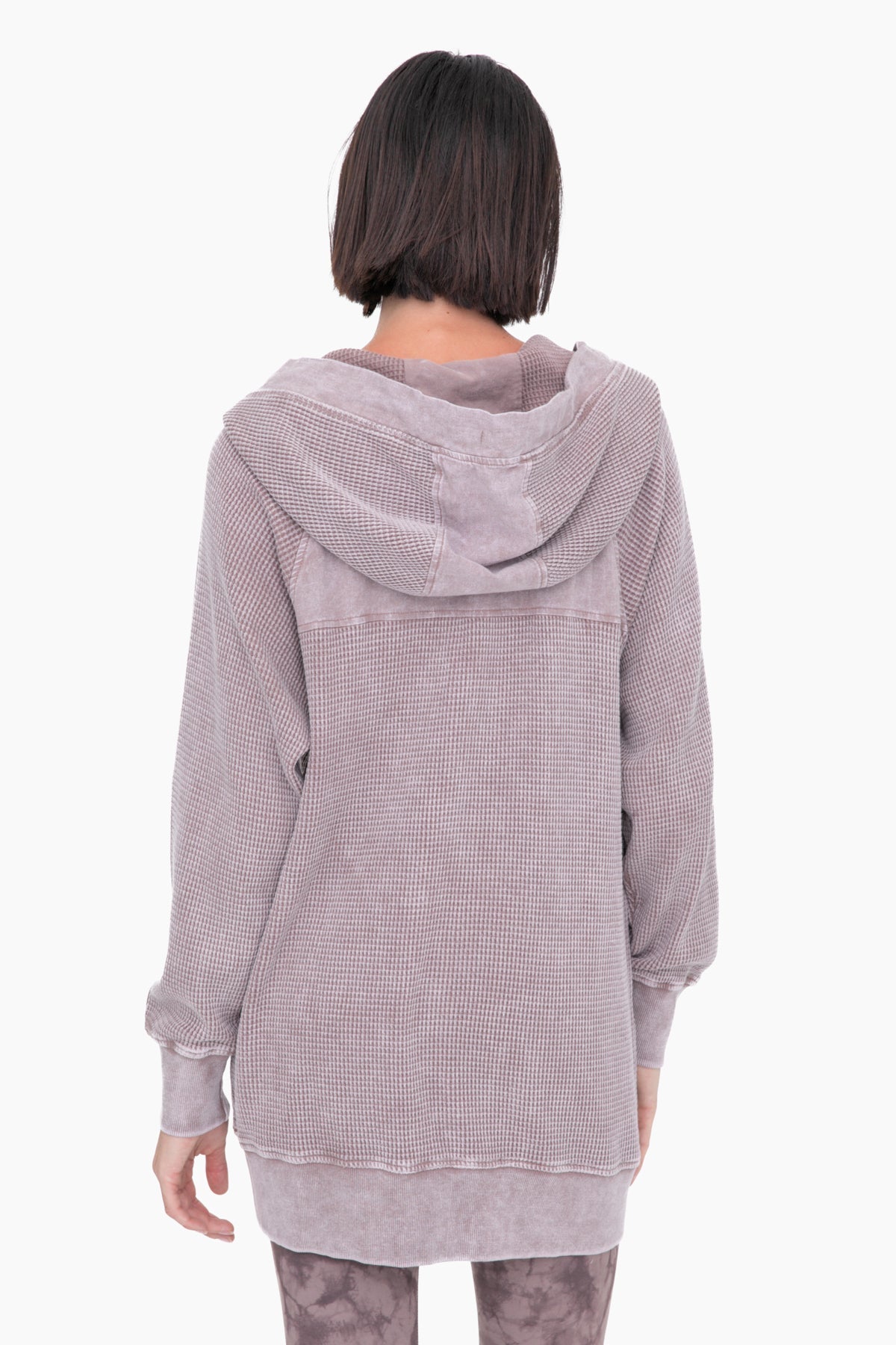 Oversized Waffle Knit Zip - Up Hoodie Clothing La Vie Bien Oversized Waffle Knit Zip - Up Hoodie