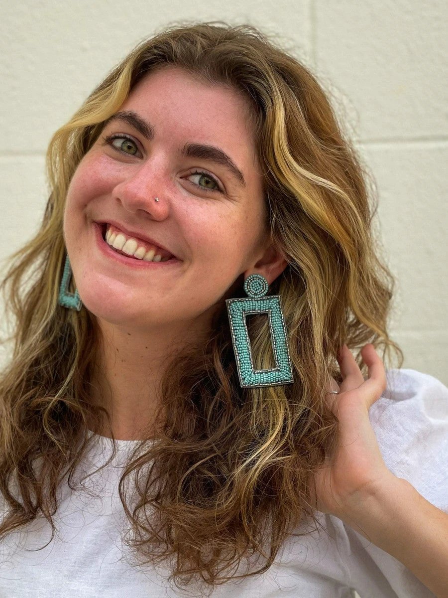 Bold Beaded Turquoise Earrings by Fair Anita