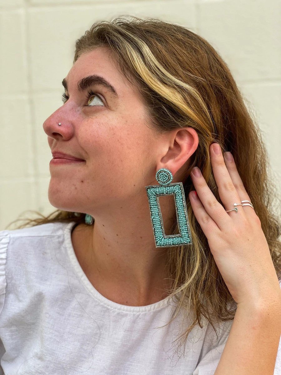 Bold Beaded Turquoise Earrings by Fair Anita