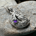 Owl Crescent Moon Necklace in Sterling Silver Pendant La Vie Bien Owl Crescent Moon Necklace in Sterling Silver