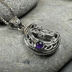 Owl Crescent Moon Necklace in Sterling Silver Pendant La Vie Bien Owl Crescent Moon Necklace in Sterling Silver