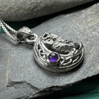 Owl Crescent Moon Necklace in Sterling Silver Pendant La Vie Bien Owl Crescent Moon Necklace in Sterling Silver