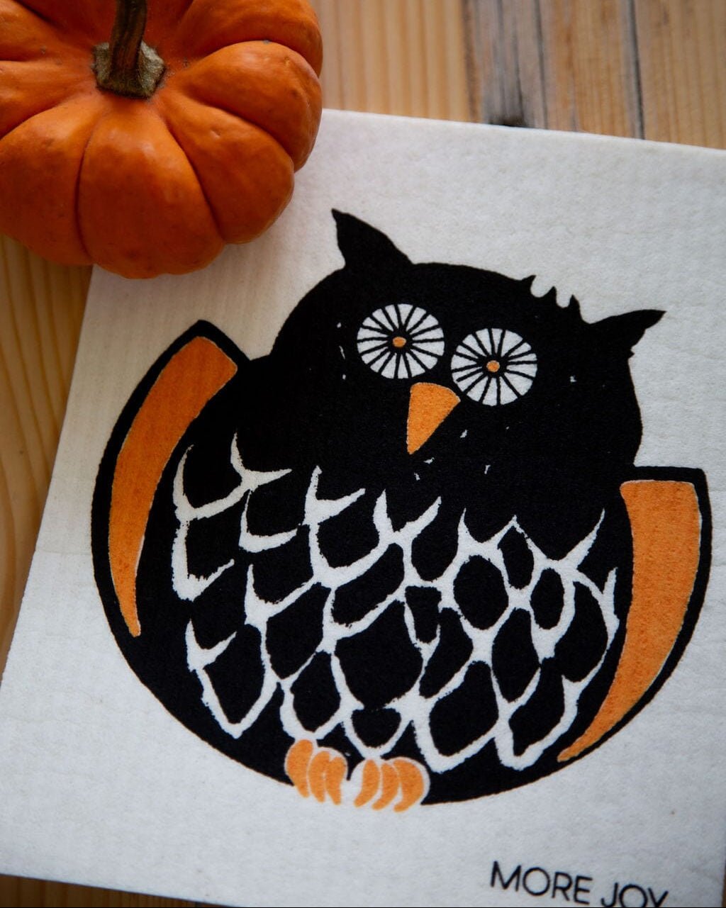 Owl Swedish Dishcloth | Orange & Black (Fall/Halloween) Swedish Dishcloths La Vie Bien Owl Swedish Dishcloth | Orange & Black (Fall/Halloween)