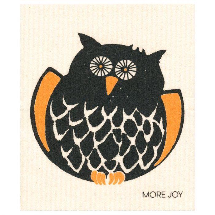 Owl Swedish Dishcloth | Orange & Black (Fall/Halloween) Swedish Dishcloths La Vie Bien Owl Swedish Dishcloth | Orange & Black (Fall/Halloween)