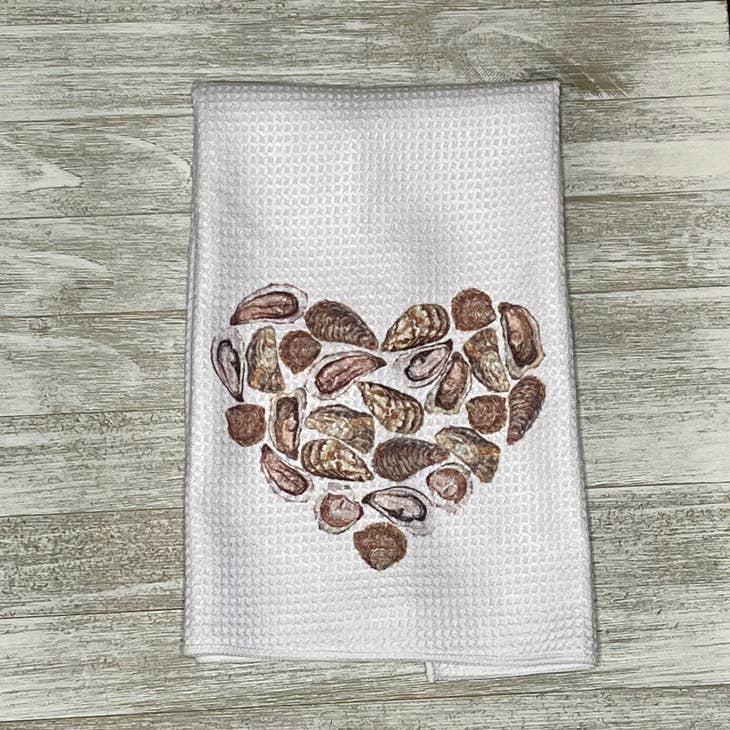 Oyster Heart Towel and Coasters Kitchen Accessories La Vie Bien Oyster Heart Towel and Coasters