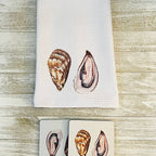 Oyster Towel and Coasters Kitchen Accessories La Vie Bien Oyster Towel and Coasters
