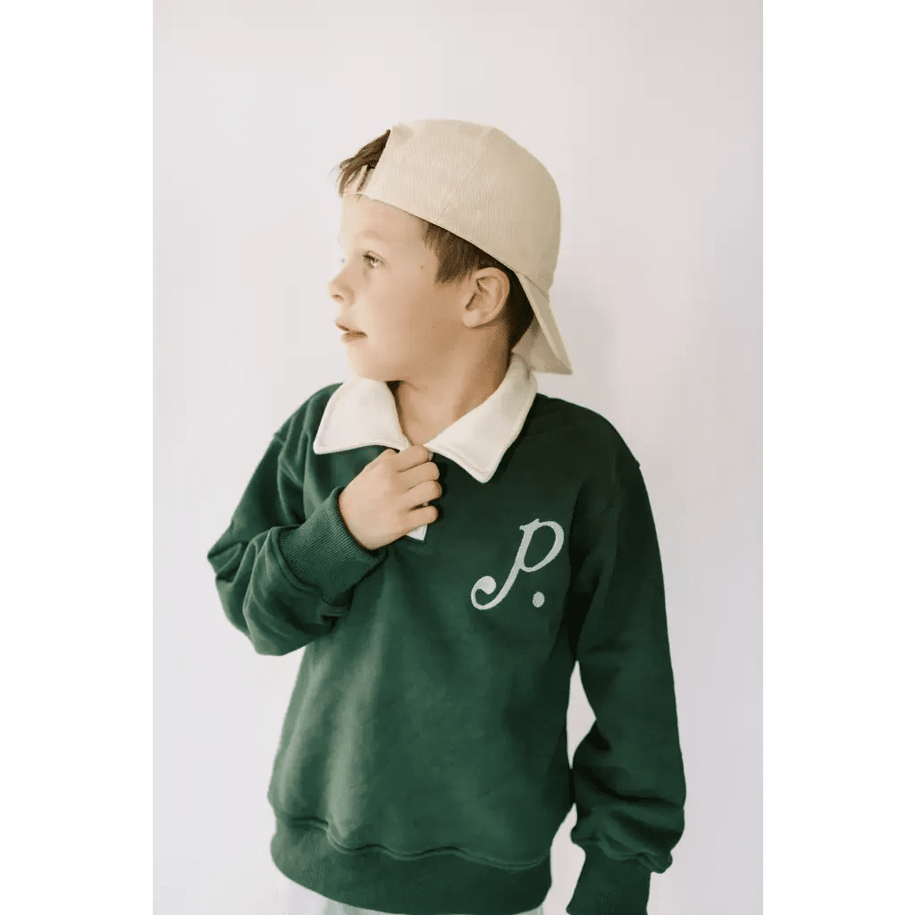"P" Kids Embroidered Pullover by Polished Prints