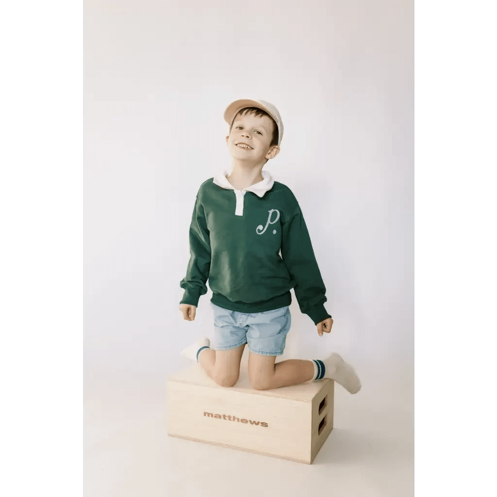 "P" Kids Embroidered Pullover by Polished Prints