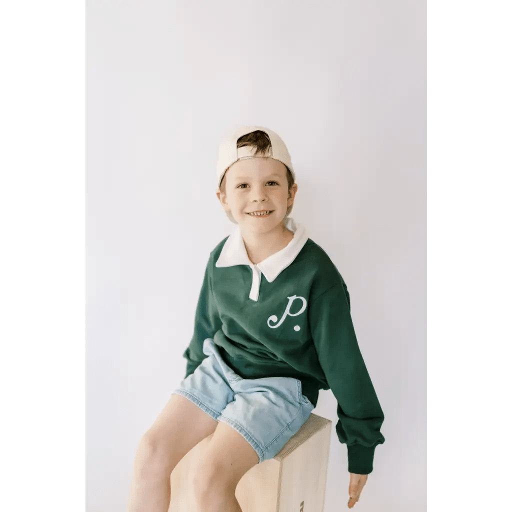 "P" Kids Embroidered Pullover by Polished Prints
