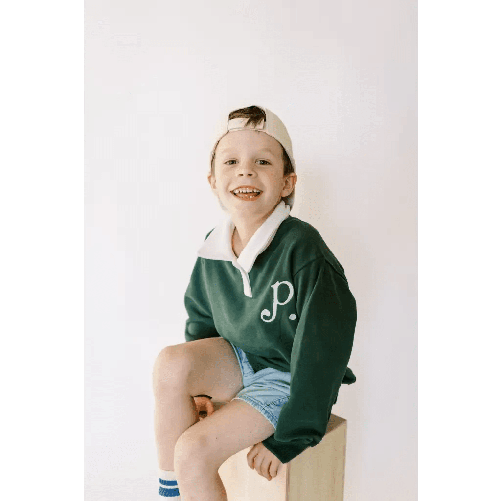 "P" Kids Embroidered Pullover by Polished Prints