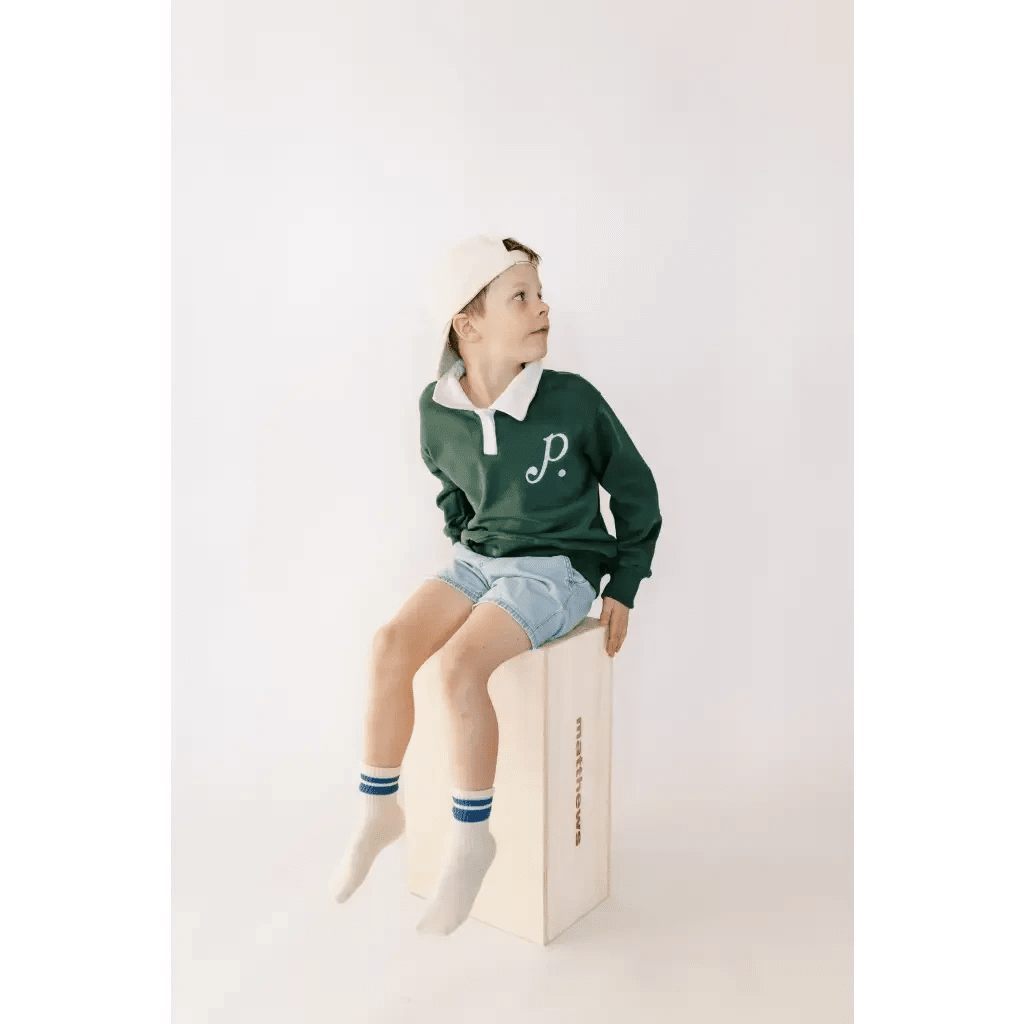 "P" Kids Embroidered Pullover by Polished Prints