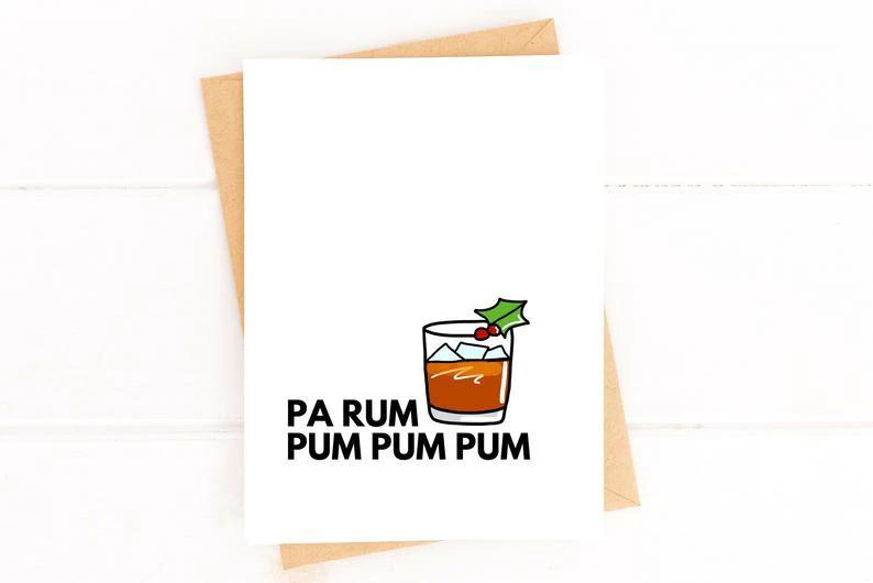 Pa Rum Pum Pum Pum Funny Christmas Little Drummer Boy Card Cute Christmas Cards by Five Dot Post