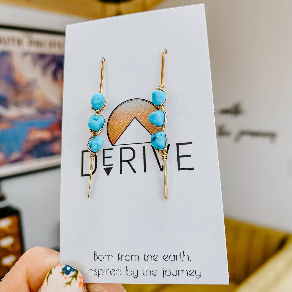Pacific Threader Earrings with Kingman Turquoise by Derive Jewelry