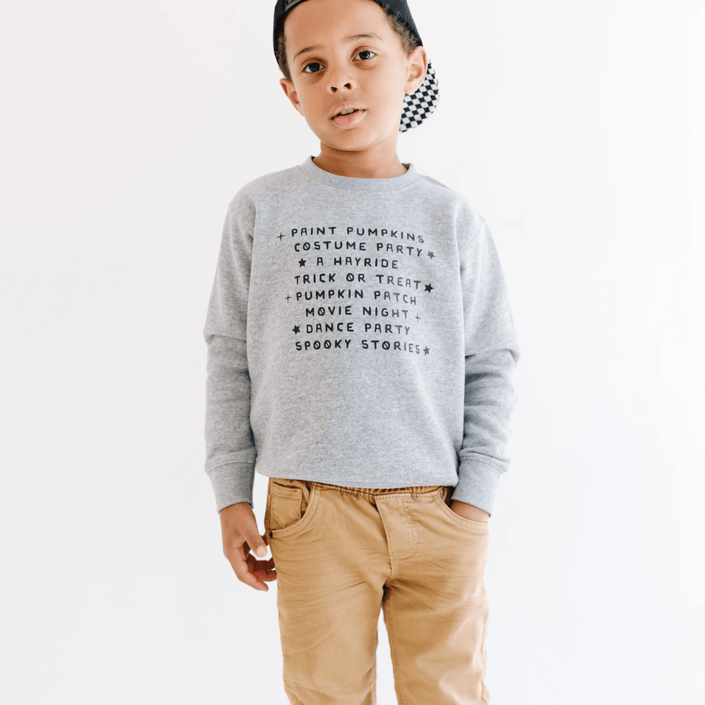 Paint Pumpkin and Spooky Stories toddler and youth Sweatshirt, Halloween collection by Benny and Ray Apparel