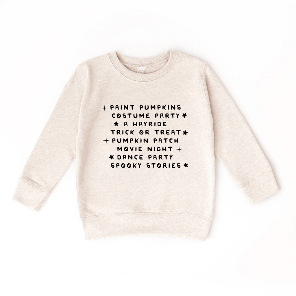 Paint Pumpkin and Spooky Stories toddler and youth Sweatshirt, Halloween collection by Benny and Ray Apparel