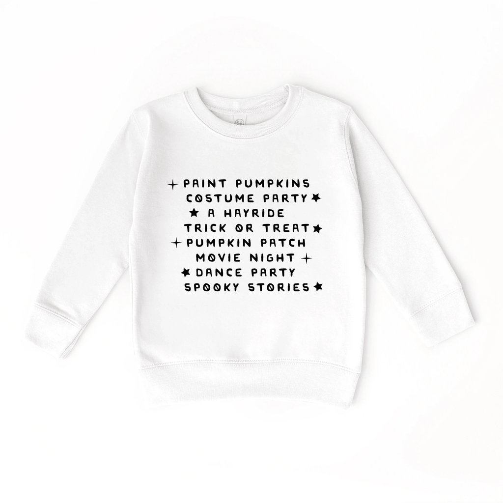 Paint Pumpkin and Spooky Stories toddler and youth Sweatshirt, Halloween collection by Benny and Ray Apparel