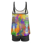 Paint splatter explosion Tankini Two Piece Swimsuit by SALE-Personal Design