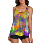 Paint splatter explosion Tankini Two Piece Swimsuit by SALE-Personal Design