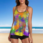 Paint splatter explosion Tankini Two Piece Swimsuit by SALE-Personal Design