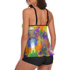 Paint splatter explosion Tankini Two Piece Swimsuit by SALE-Personal Design